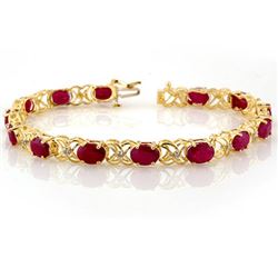 16.05 CTW Ruby & Diamond Bracelet 10K Yellow Gold - REF-63F3N - 10479