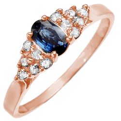 0.74 CTW Blue Sapphire & Diamond Ring 14K Rose Gold - REF-28X8T - 10010