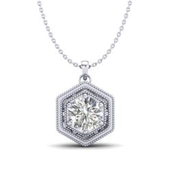 0.76 CTW VS/SI Diamond Solitaire Art Deco Stud Necklace 18K White Gold - REF-178H2A - 36902