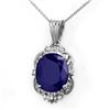 8.59 CTW Blue Sapphire & Diamond Pendant 18K White Gold - REF-109W3F - 14103