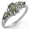 1.33 CTW Green Sapphire & Diamond Ring 10K White Gold - REF-19M6H - 11222