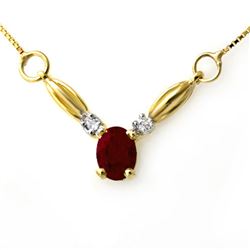 1.30 CTW Ruby & Diamond Necklace 10K Yellow Gold - REF-19W8F - 12637