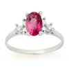 0.80 CTW Pink Sapphire & Diamond Ring 18K White Gold - REF-33F6N - 14214
