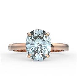 3.50 CTW Sky Blue Topaz Designer Inspired Solitaire Ring 14K Rose Gold - REF-24K5W - 22085