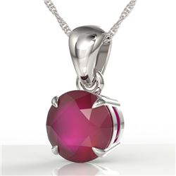 2 CTW Ruby Designer Inspired Solitaire Necklace 18K White Gold - REF-24X9T - 22038