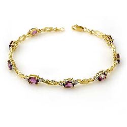 3.73 CTW Amethyst & Diamond Bracelet 10K Yellow Gold - REF-32X2T - 13588