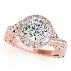 1.75 CTW Certified VS/SI Diamond Solitaire Halo Ring 18K Rose Gold - REF-623M2H - 27058