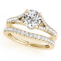 1.56 CTW Certified VS/SI Diamond Solitaire 2Pc Wedding Set 14K Yellow Gold - REF-213M5H - 31750