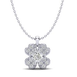 0.27 CTW Micro Pave VS/SI Diamond Necklace 18K White Gold - REF-34M2H - 20351