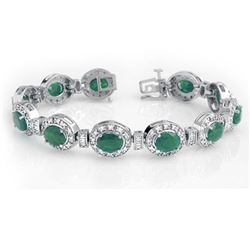 16 CTW Emerald & Diamond Bracelet 14K White Gold - REF-400X2T - 13405