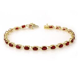 7.0 CTW Ruby Bracelet 10K Yellow Gold - REF-47K8W - 13452