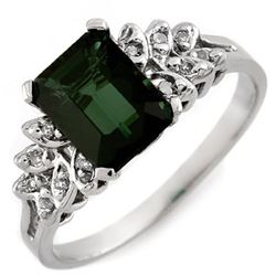 2.12 CTW Green Tourmaline & Diamond Ring 10K White Gold - REF-37X8T - 11117