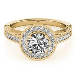 1.5 CTW Certified VS/SI Diamond Solitaire Halo Ring 18K Yellow Gold - REF-485A6X - 26526