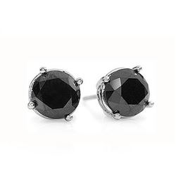 1.0 CTW VS Certified Black Diamond Solitaire Stud Earrings 14K White Gold - REF-31K3W - 14171