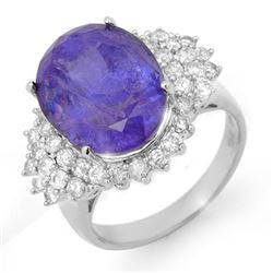 11.25 CTW Tanzanite & Diamond Ring 18K White Gold - REF-406W4F - 14517