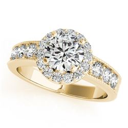 1.6 CTW Certified VS/SI Diamond Solitaire Halo Ring 18K Yellow Gold - REF-250N9Y - 27062