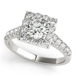 2 CTW Certified VS/SI Diamond Solitaire Halo Ring 18K White Gold - REF-430M2H - 26832