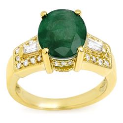 4.55 CTW Emerald & Diamond Ring 10K Yellow Gold - REF-63X6T - 10956