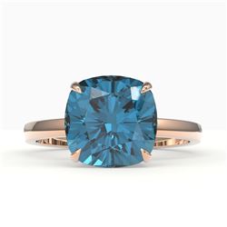 6 CTW London Blue Topaz Designer Inspired Solitaire Engagement Ring 14K Rose Gold - REF-31N6Y - 2218