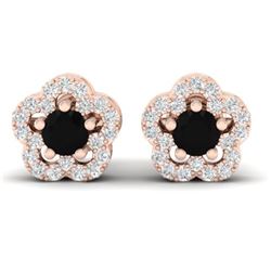 0.65 CTW Micro Pave VS/SI Diamond Earrings Moon Halo In 10K Rose Gold - REF-28A5X - 21207