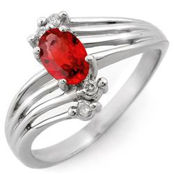 0.80 CTW Red Sapphire & Diamond Ring 10K White Gold - REF-21N5Y - 10383