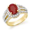 Image 1 : 4.70 CTW Ruby & Diamond Ring 14K Yellow Gold - REF-140H9A - 13151