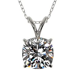 1.25 CTW Certified VS/SI Quality Cushion Cut Diamond Necklace 10K White Gold - REF-423M3H - 33217
