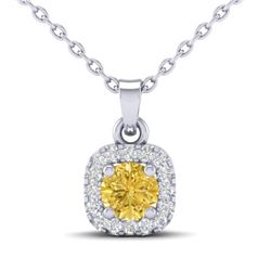0.38 CTW Citrine & Micro VS/SI Diamond Heart Necklace Halo 18K White Gold - REF-30F2N - 21305