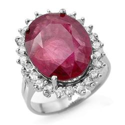 12.0 CTW Ruby & Diamond Ring 18K White Gold - REF-160Y2K - 13154