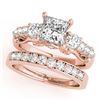 Image 1 : 2.1 CTW Certified VS/SI Diamond 3 Stone Princess Cut 2Pc Set 14K Rose Gold - REF-507H3A - 32028