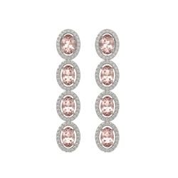 6.09 CTW Morganite & Diamond Halo Earrings 10K White Gold - REF-130H8A - 40514