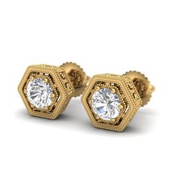 1.07 CTW VS/SI Diamond Solitaire Art Deco Stud Earrings 18K Yellow Gold - REF-190T9M - 36901