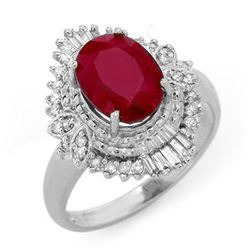 3.24 CTW Ruby & Diamond Ring 18K White Gold - REF-85X8T - 13066