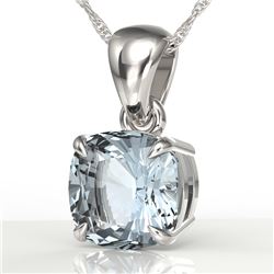 1.50 CTW Cushion Cut Sky Blue Topaz Designer Solitaire Necklace 18K White Gold - REF-23N5Y - 21966