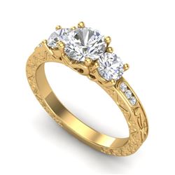 1.41 CTW VS/SI Diamond Solitaire Art Deco 3 Stone Ring 18K Yellow Gold - REF-263X6T - 37009