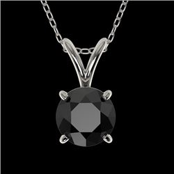 0.75 CTW Fancy Black VS Diamond Solitaire Necklace 10K White Gold - REF-22X5T - 33175