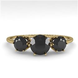 1 CTW Past Present Future Black Certified Diamond Ring 18K Yellow Gold - REF-71N3Y - 35908