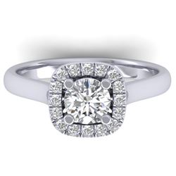 1.01 CTW Certified VS/SI Diamond Solitaire Halo Ring 14K White Gold - REF-182F9N - 30417