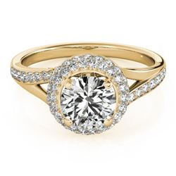 1.6 CTW Certified VS/SI Diamond Solitaire Halo Ring 18K Yellow Gold - REF-390H9A - 26828