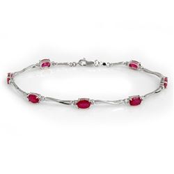 5.02 CTW Ruby & Diamond Bracelet 10K White Gold - REF-36N8Y - 10927
