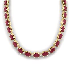 71.85 CTW Ruby & VS/SI Certified Diamond Eternity Necklace 10K Yellow Gold - REF-563W6F - 29516
