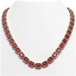 60.49 CTW Tourmaline & Diamond Halo Necklace 10K Rose Gold - REF-1024W8F - 41349
