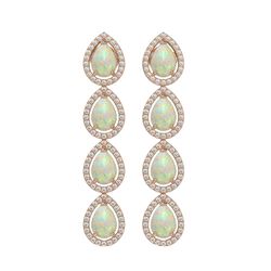 6.2 CTW Opal & Diamond Halo Earrings 10K Rose Gold - REF-148A9X - 41154