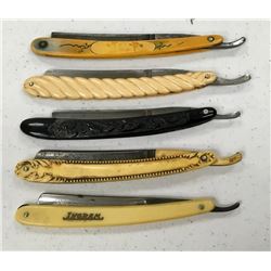 Collection Of 5 Fancy Handle Straight Razors