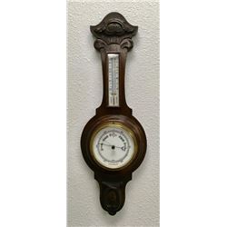 Barometer & Thermometer In Oak Case