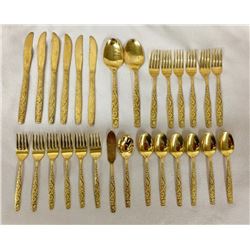 28 Piece Set Of Gold Plated Flatware