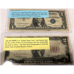 Old Silver Certificate And $2 Note