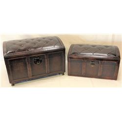 2 Pc Leather Top Trunk Set