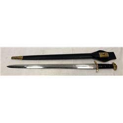 Brass Handle Sword With Leather Scabbard 36in