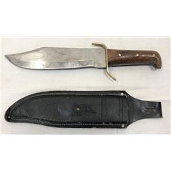 Heavy Wood Handle Bowie Knife With Sheath 15in
